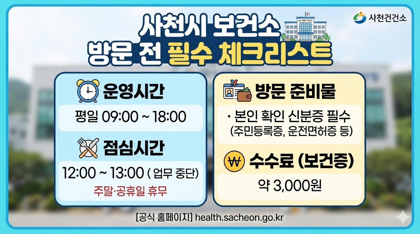 사천시 보건소 운영시간·점심시간 및 방문 준비물